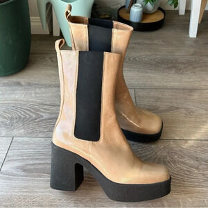 INTENTIONALLY BLANK Bossy Leather Chunky Platform Chelsea Boots